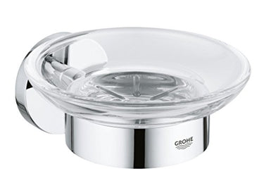 GROHE Essentials - Seifenschale (mit Halter, Material: Glas / Metall, verdeckte Befestigung, geeignet zum Bohren), chrom, 40444001 im Sale